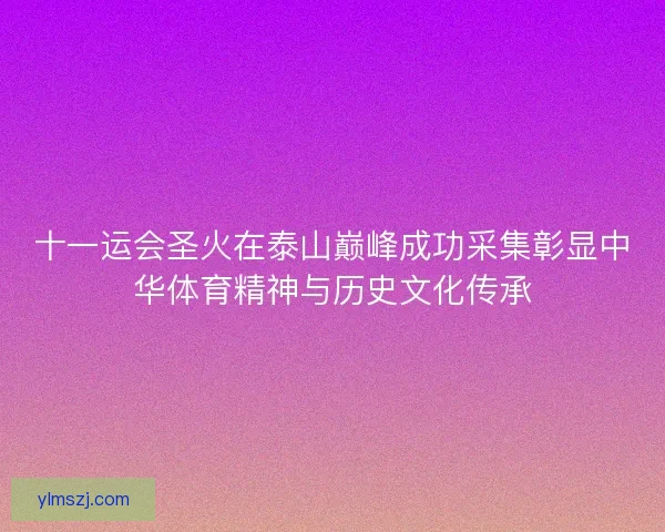十一运会圣火在泰山巅峰成功采集彰显中华体育精神与历史文化传承